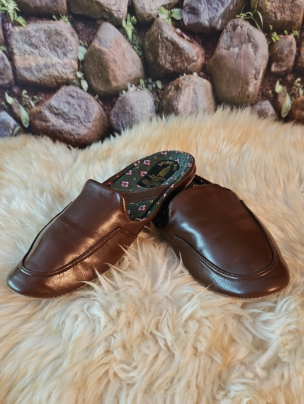 Men's London Fog Brown Leather Slip-On Loafers
